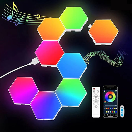 RGB Bluetooth LED Hexagon Light Indoor Wall Light APP Remote Control Night Light for Computer Game and Bedroom Children Room